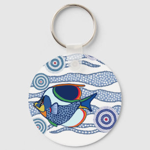 Aboriginal Dot Art Fish-01 Keychain