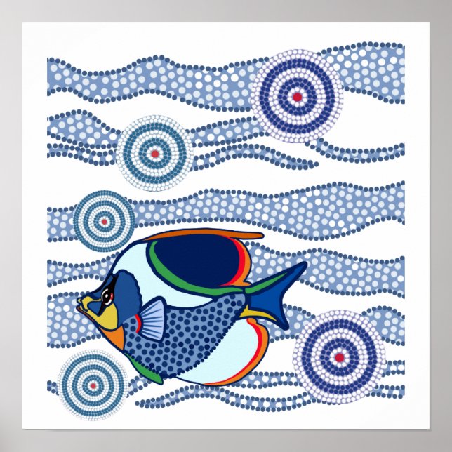 Aboriginal Dot Art Fish-01 Poster (Front)