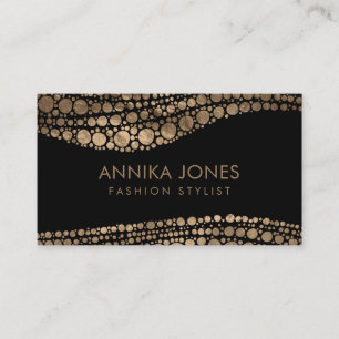 Aboriginal Dot Art style Golden texture on black Business Card
