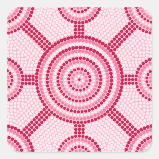 Aboriginal dot painting square sticker (Front)