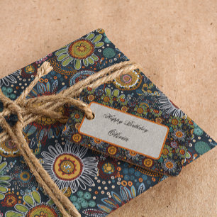 Aboriginal dot style flowers Gift Tag 