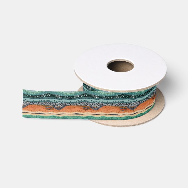 Aboriginal dot style stripes Gift Ribbon Satin Ribbon (Spool)