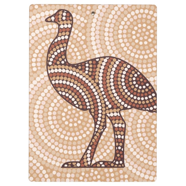 Aboriginal emu dot painting clipboard (Back)