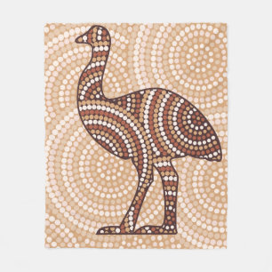 Aboriginal emu dot painting fleece blanket