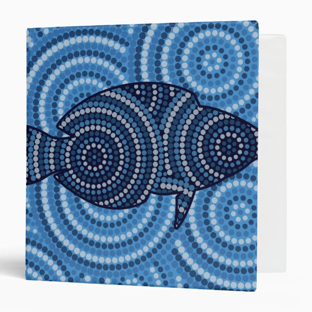 Aboriginal fish dot painting binder (Front/Inside)