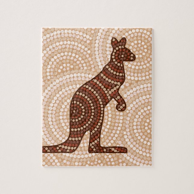 Aboriginal kangaroo dot painting jigsaw puzzle (Vertical)