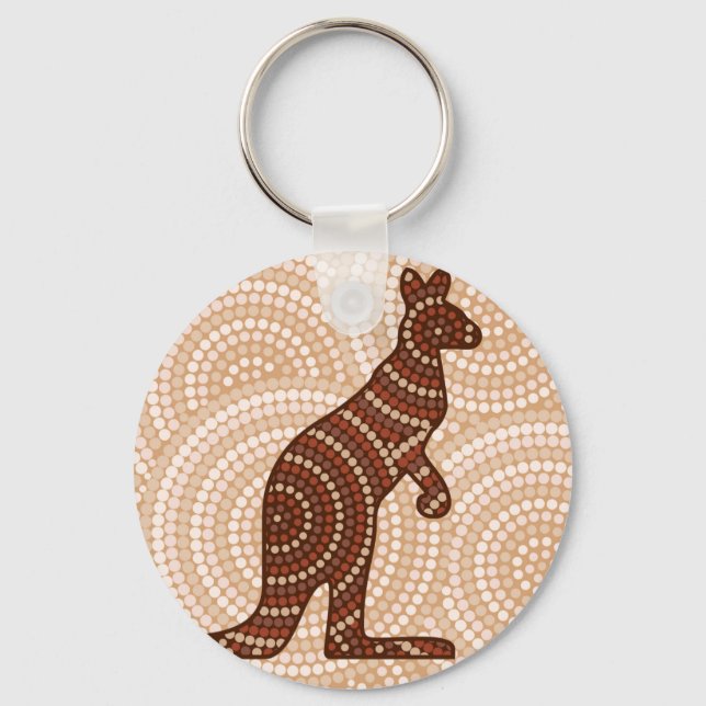 Aboriginal kangaroo dot painting keychain (Front)