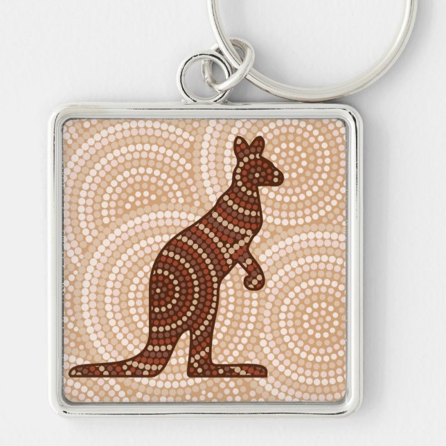 Aboriginal kangaroo dot painting keychain (Front)
