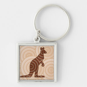 Aboriginal kangaroo dot painting keychain