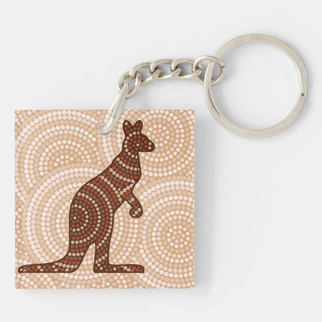 Aboriginal kangaroo dot painting keychain (Back)