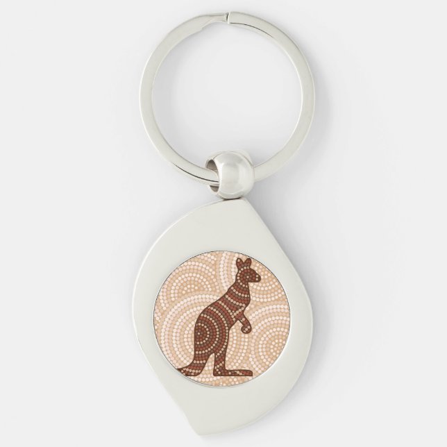 Aboriginal kangaroo dot painting keychain (Front)