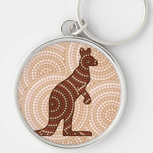 Aboriginal kangaroo dot painting keychain (Front)