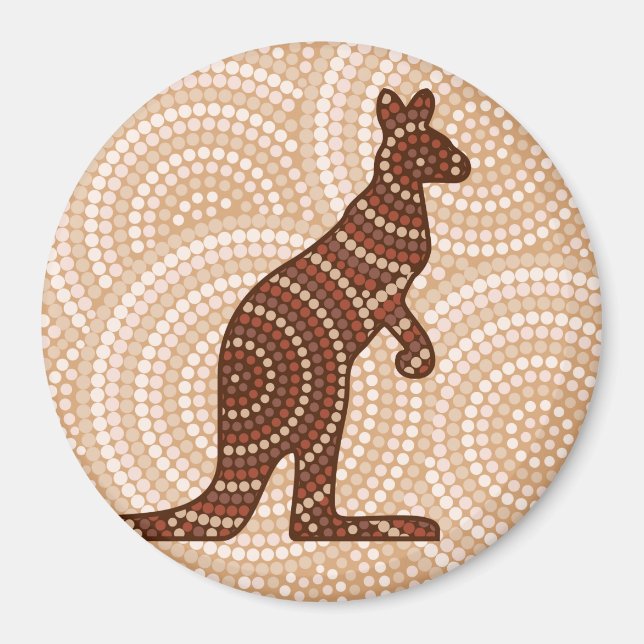 Aboriginal kangaroo dot painting magnet (Front)