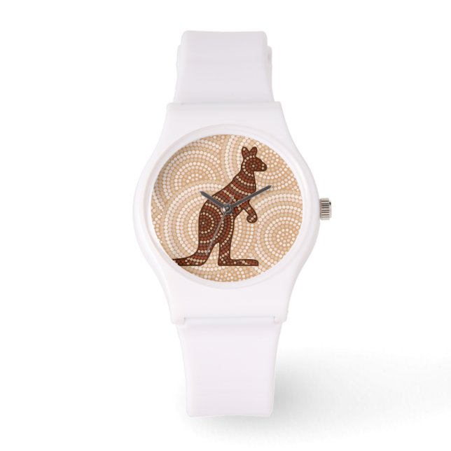 Aboriginal kangaroo dot painting watch (Front)
