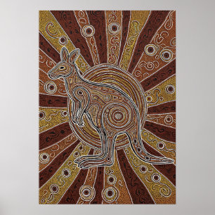 Aboriginal Kangaroo Dot Poster