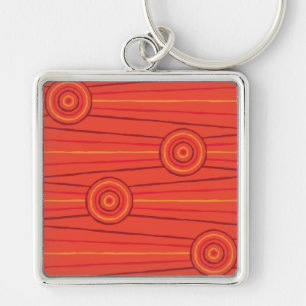 Aboriginal line and circle painting keychain