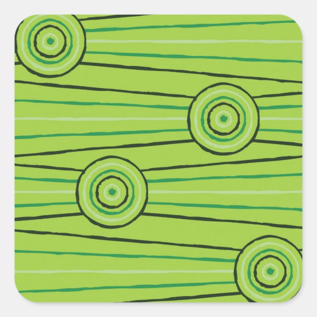 Aboriginal line and circle painting square sticker (Front)