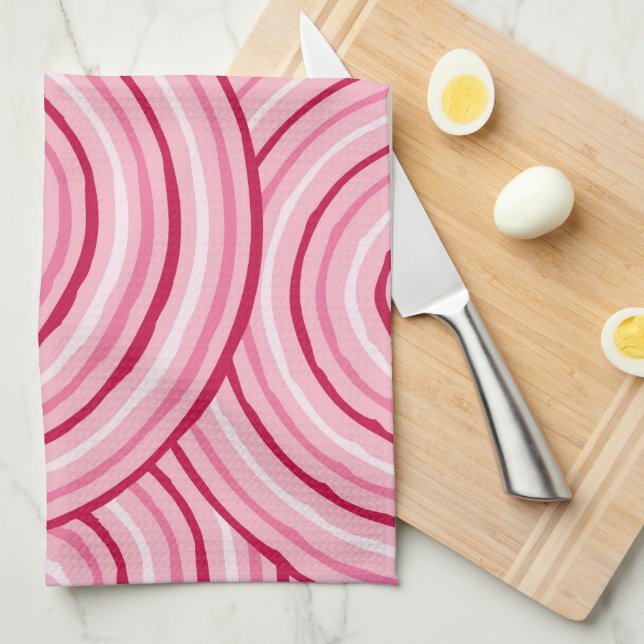 Aboriginal line painting kitchen towel (Quarter Fold)