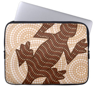 Aboriginal lizard dot painting laptop sleeve