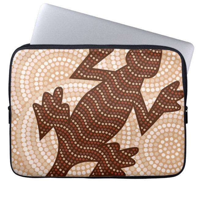 Aboriginal lizard dot painting laptop sleeve (Front)
