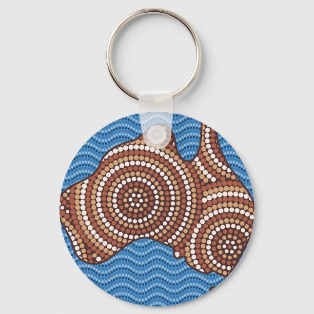 Aboriginal map dot painting keychain (Front)