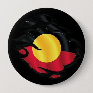 Aboriginal Ripped Flag 4 Inch Round Button