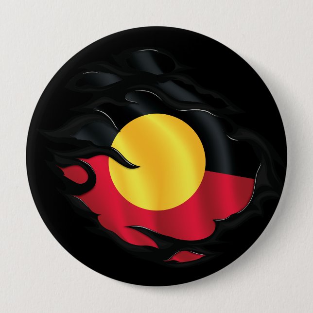 Aboriginal Ripped Flag 4 Inch Round Button (Front)