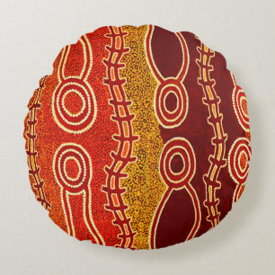Aboriginal Serpents . Round Pillow