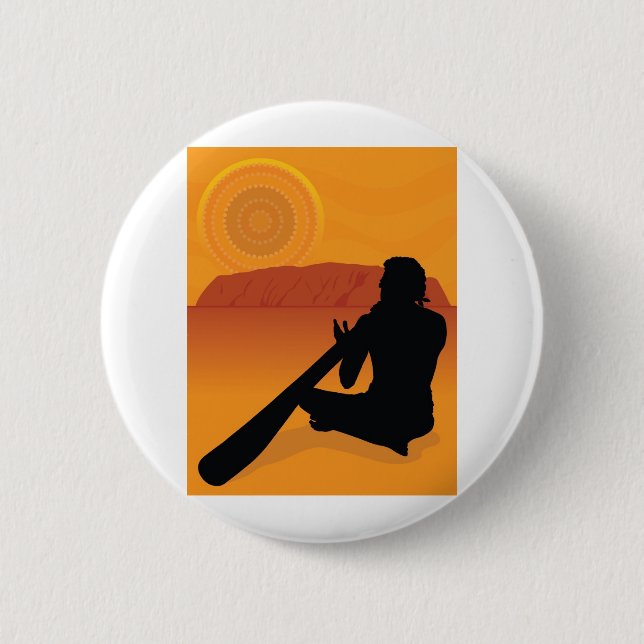 Aboriginal Silhouette 2 Inch Round Button (Front)