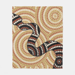 Aboriginal snake dot painting fleece blanket
