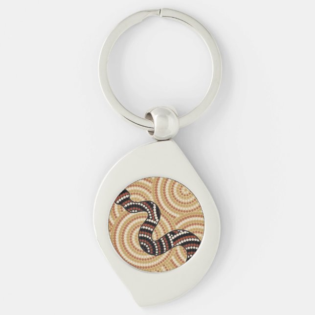 Aboriginal snake dot painting keychain (Front)