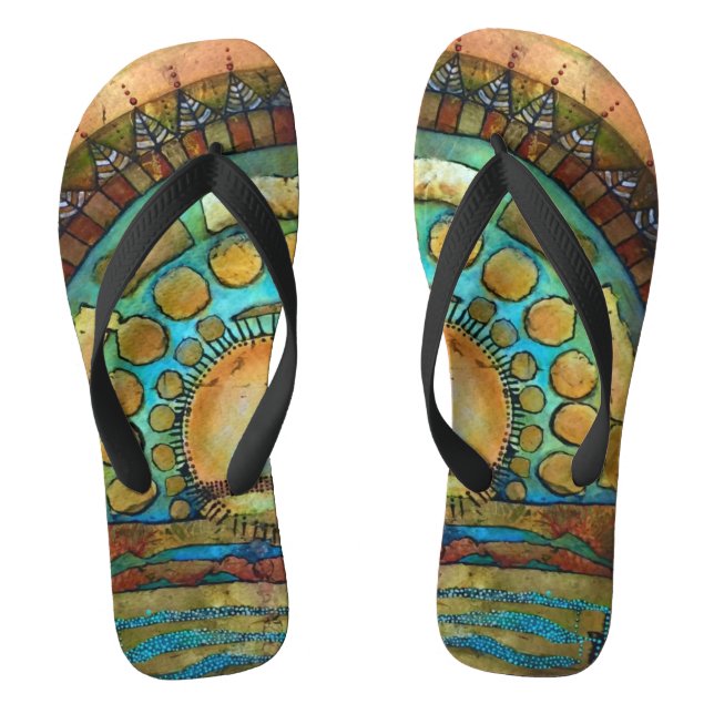 Aboriginal Sunrise Flip Flops (Footbed)