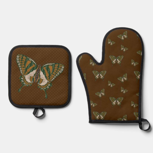 Aboriginal Swallowtail Oven Mitt & Pot Holder Set (Front)