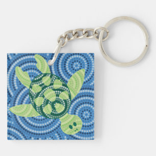 Aboriginal turtle dot painting keychain