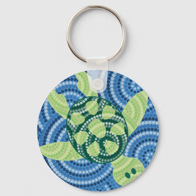 Aboriginal turtle dot painting keychain (Front)