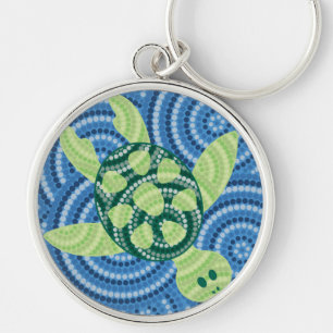 Aboriginal turtle dot painting keychain
