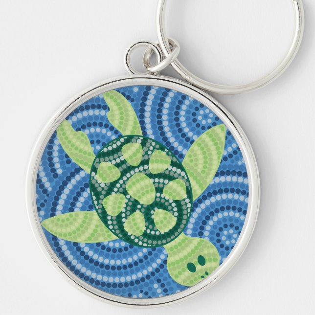 Aboriginal turtle dot painting keychain (Front)