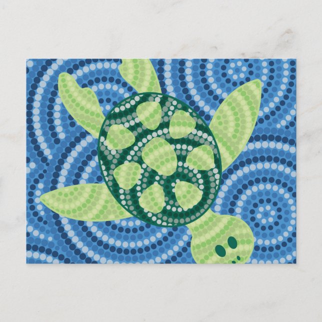 Aboriginal turtle dot painting postcard (Front)