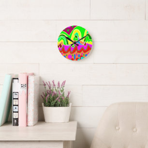 ABORIGINAL TYPE ART ABSTRACT ROUND CLOCK