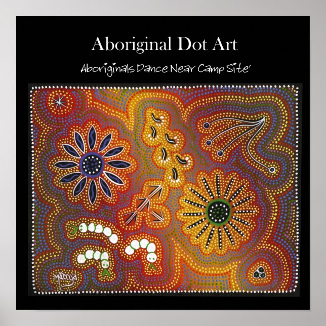 Aboriginals Dance Near Camp Fire Poster (Front)