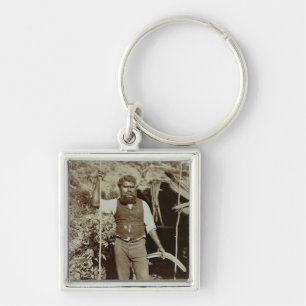 Aborigine with a Boomerang, c.1860s (sepia photo) Keychain