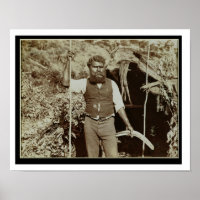 Aborigine with a Boomerang, c.1860s (sepia photo)