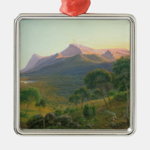 Aborigines by a Fire before Mount William Metal Ornament