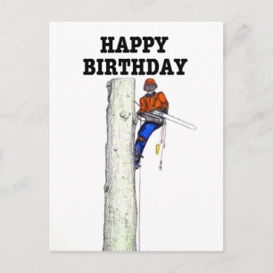 Aborist Tree surgeon Birthday present gift. Postca Postcard