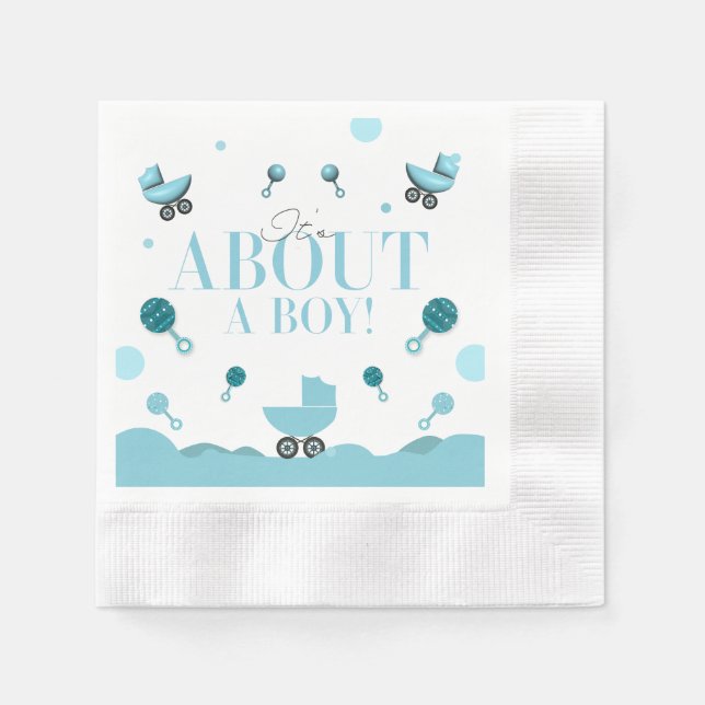 About a Boy Baby Shower Invite Invitation Gift Bag Napkin (Front)