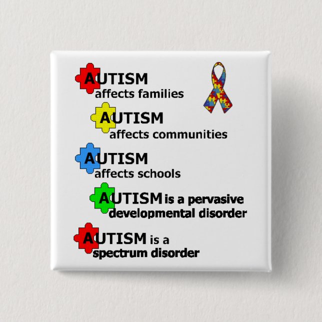 ABOUT AUTISM 2 INCH SQUARE BUTTON (Front)