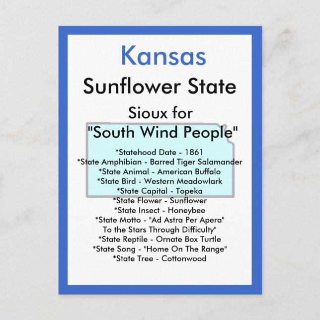 About Kansas Postcard (Front)