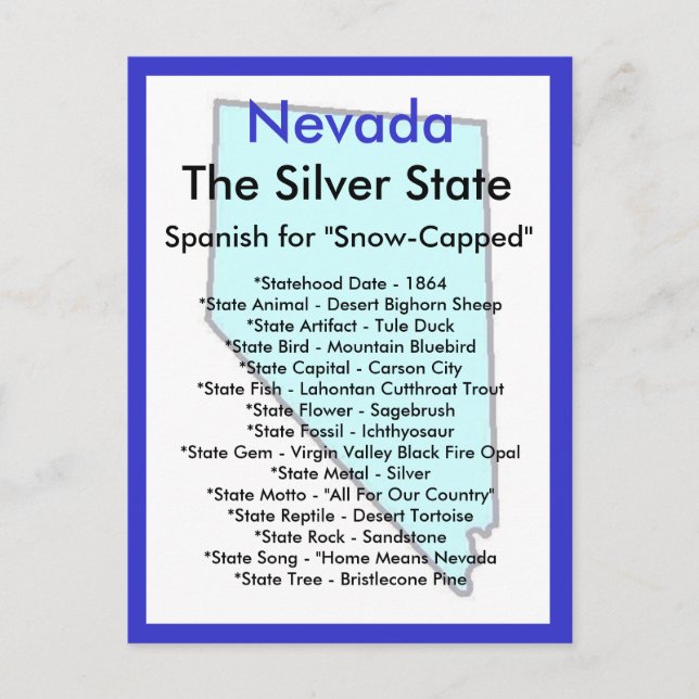 About Nevada Postcard (Front)