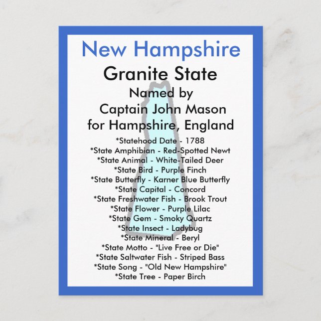 About New Hampshire Postcard (Front)