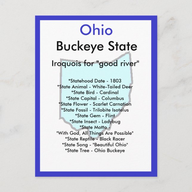 About Ohio Postcard (Front)